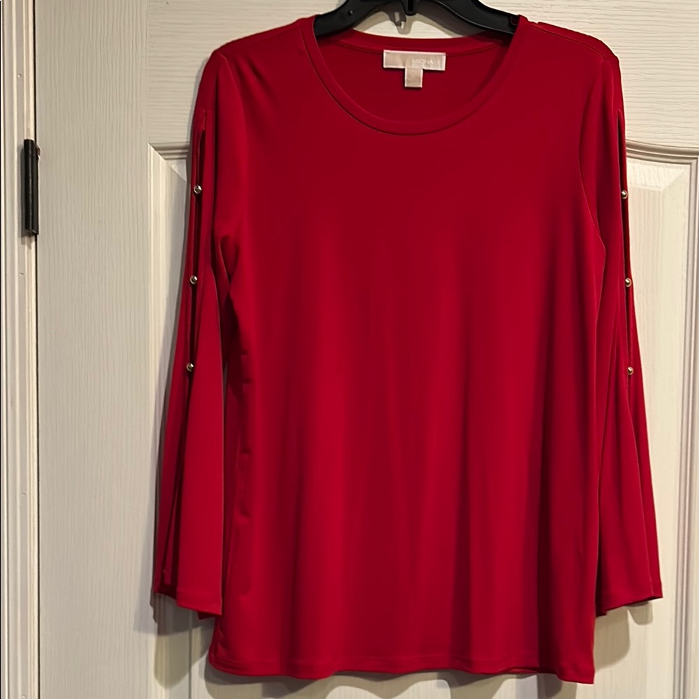 Michael Kors Red Blouse with Button Accents